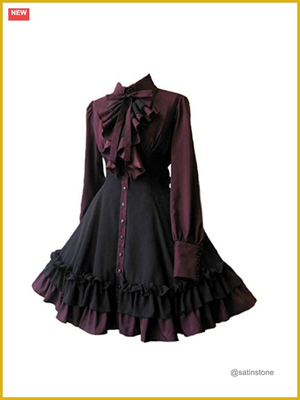 Gothic Lolita Victorian Dress with Bows Long Sleeve Pull On